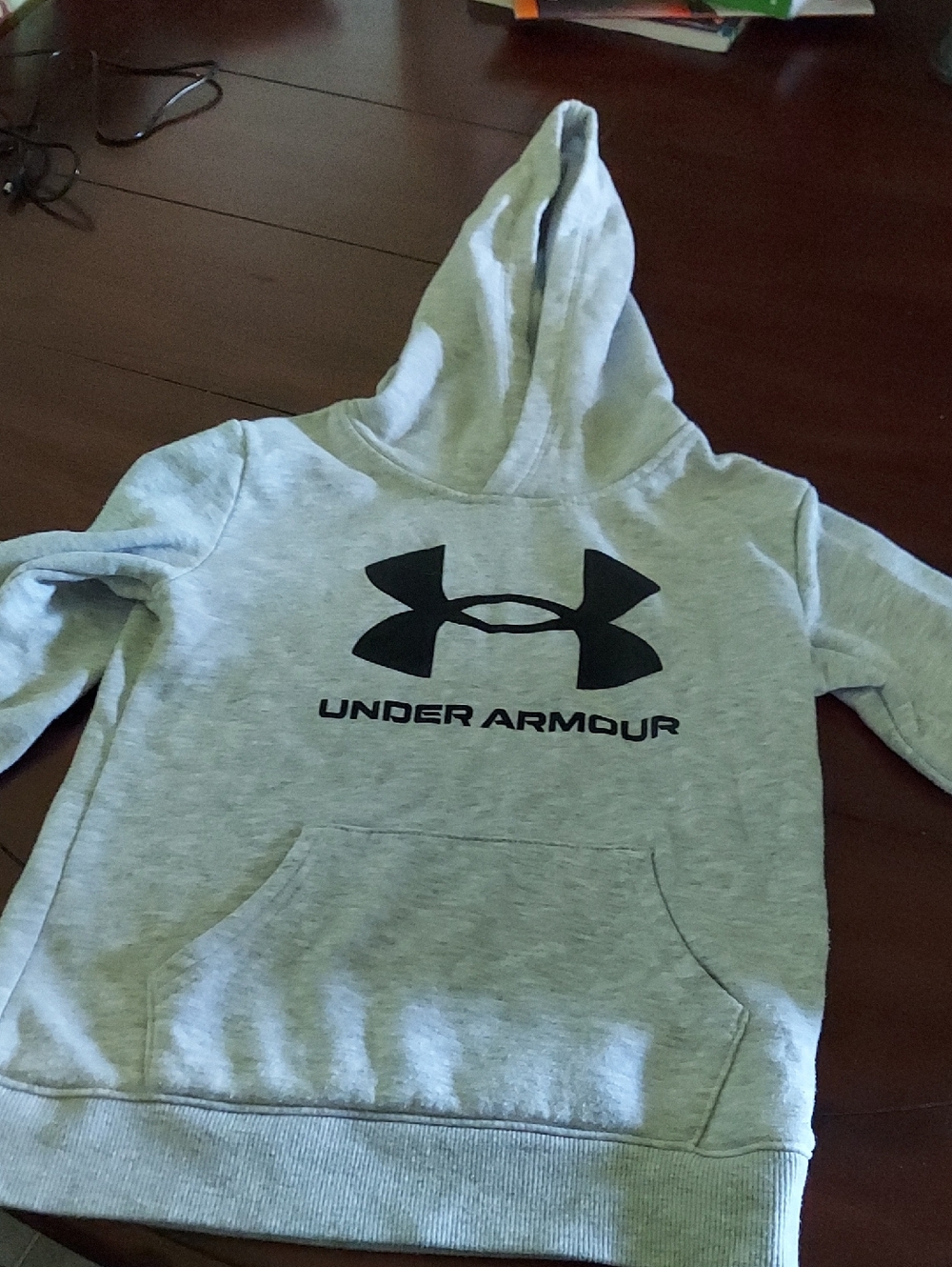 Under Armour Light Gray Kids' Hoodie with Black Logo